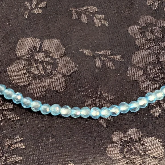 Delicate Genuine Sky Blue Topaz 2 mm Faceted Beaded Bracelet 925 Sterling Silver - Picture 3 of 13